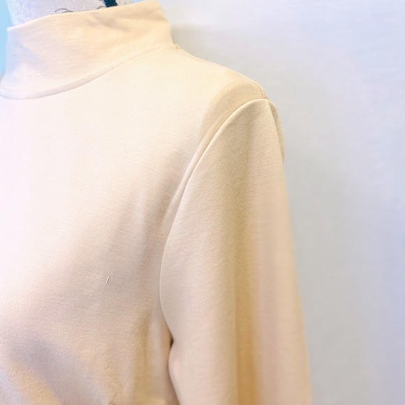 Venus Neutral Color Mock Neck Flair Sleeve Dress - Picture 10 of 13